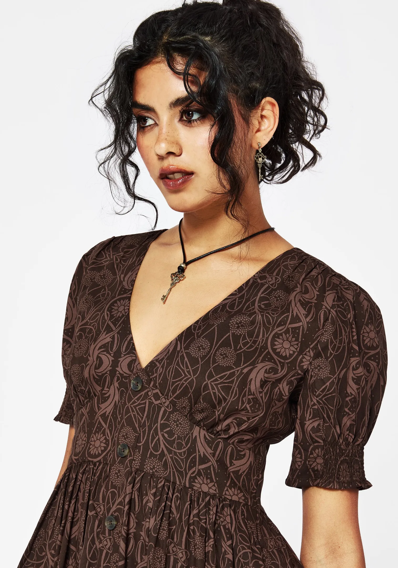 Fianna Midi Dress - Brown
