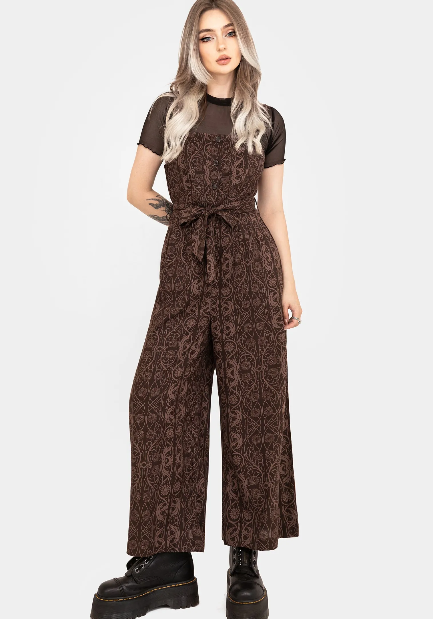 Fianna Wide Leg Jumpsuit - Brown