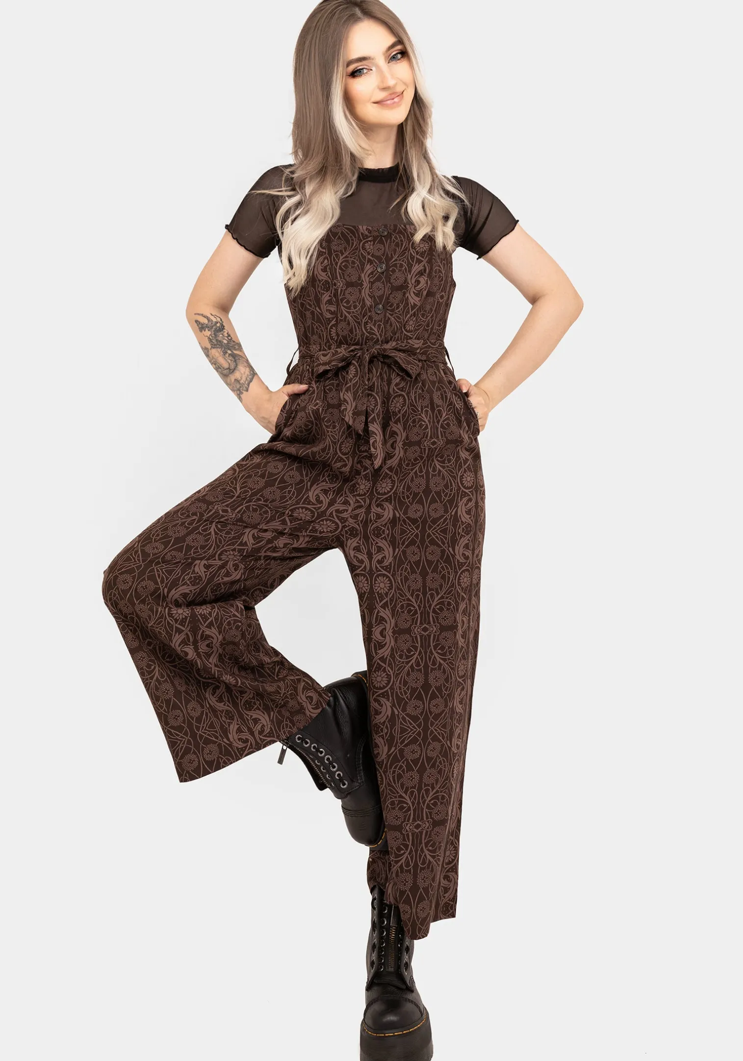 Fianna Wide Leg Jumpsuit - Brown