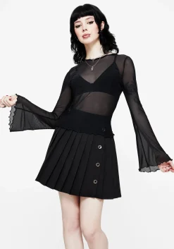 Flavia Mesh Fluted Long Sleeve Top