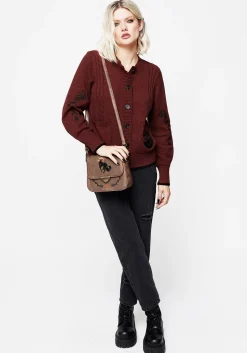Foxfire Embroidered Cable Knit Cardigan