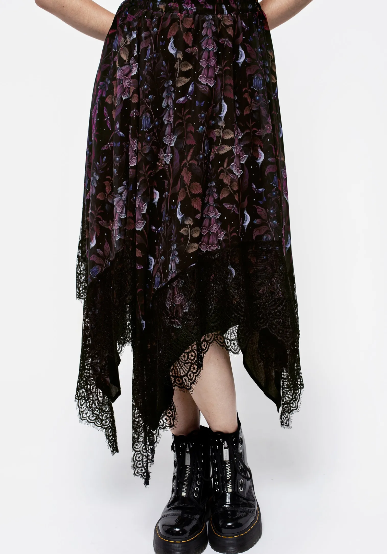 Foxglove Chiffon Handkerchief Hem Skirt