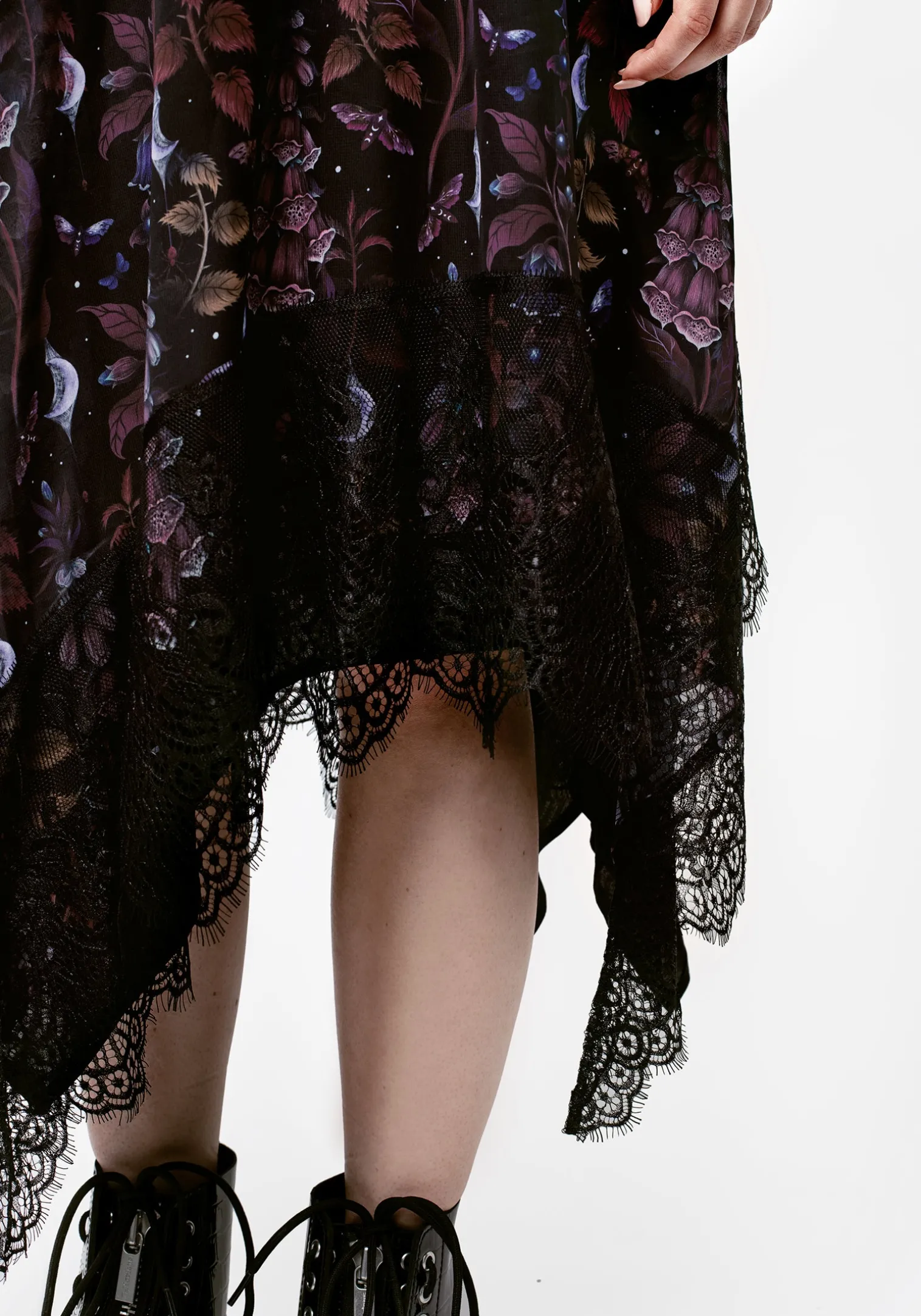 Foxglove Chiffon Handkerchief Hem Skirt