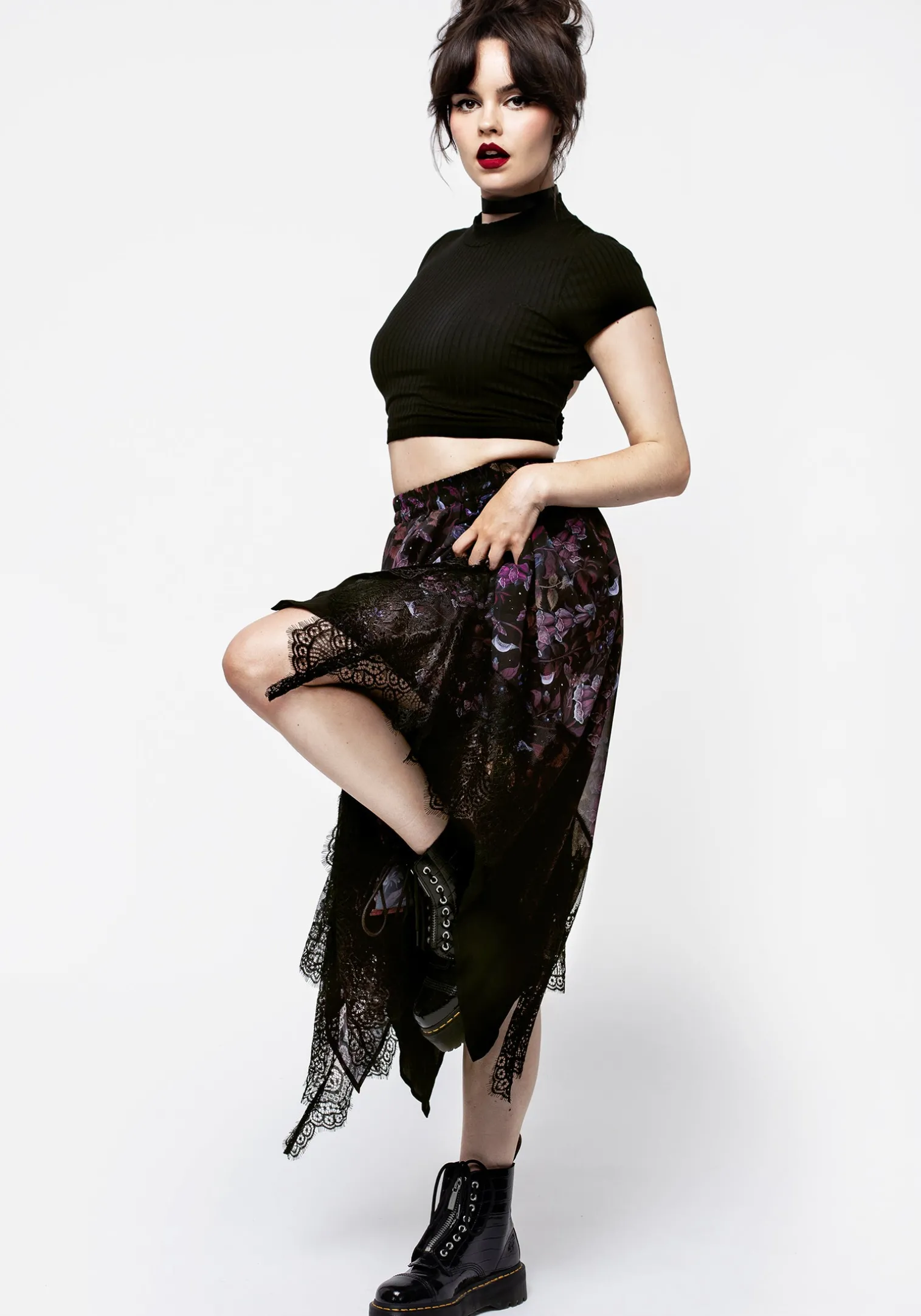 Foxglove Chiffon Handkerchief Hem Skirt