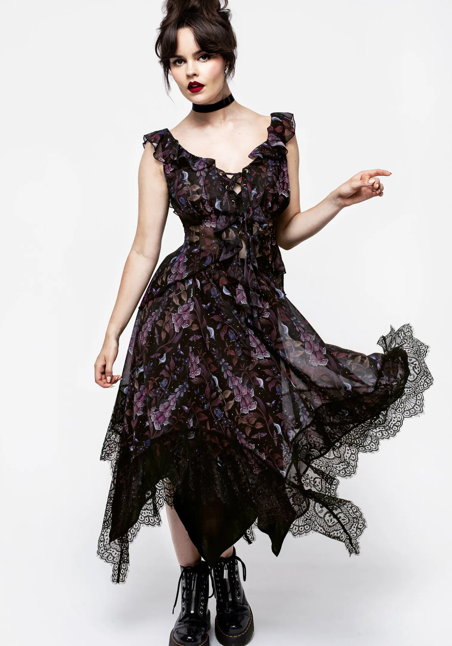 Foxglove Chiffon Handkerchief Hem Skirt