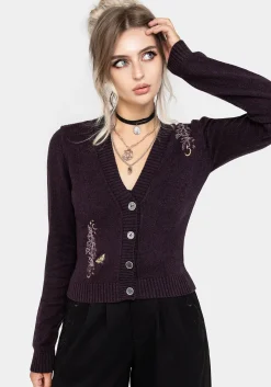 Foxglove Embroidered Knit Cardigan