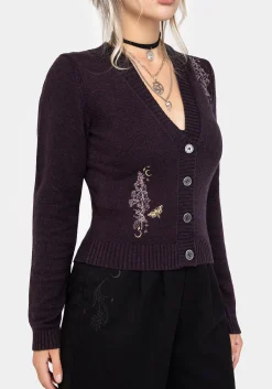 Foxglove Embroidered Knit Cardigan