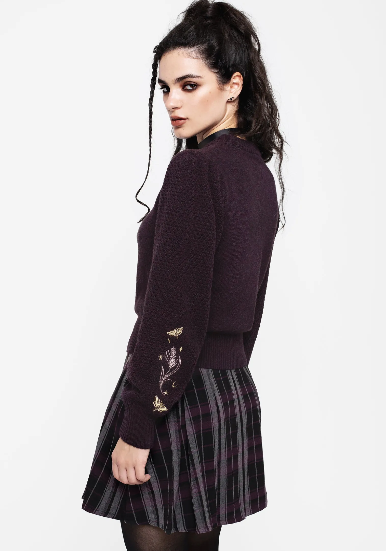 Foxglove Embroidered Knit Sweater
