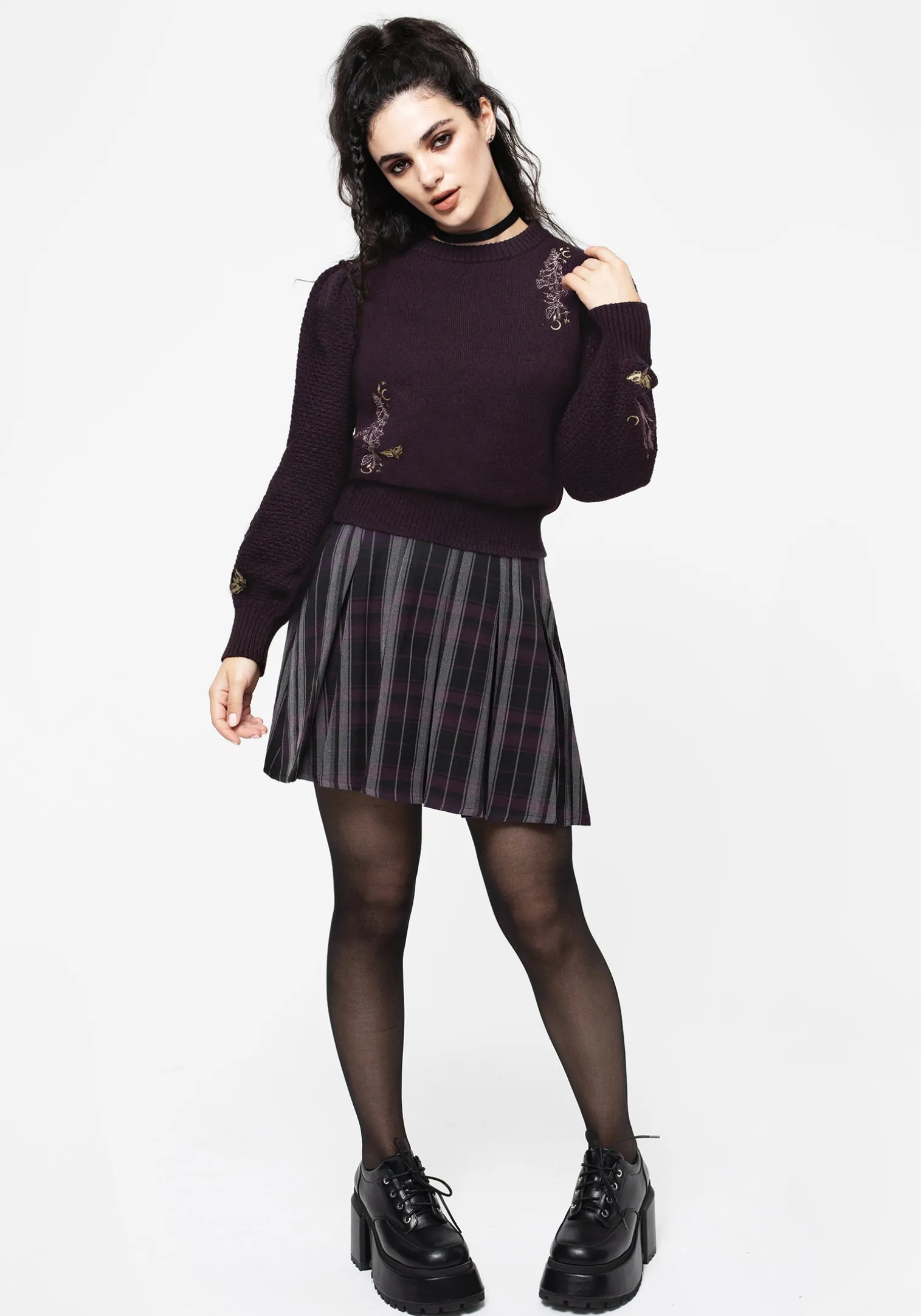 Foxglove Embroidered Knit Sweater