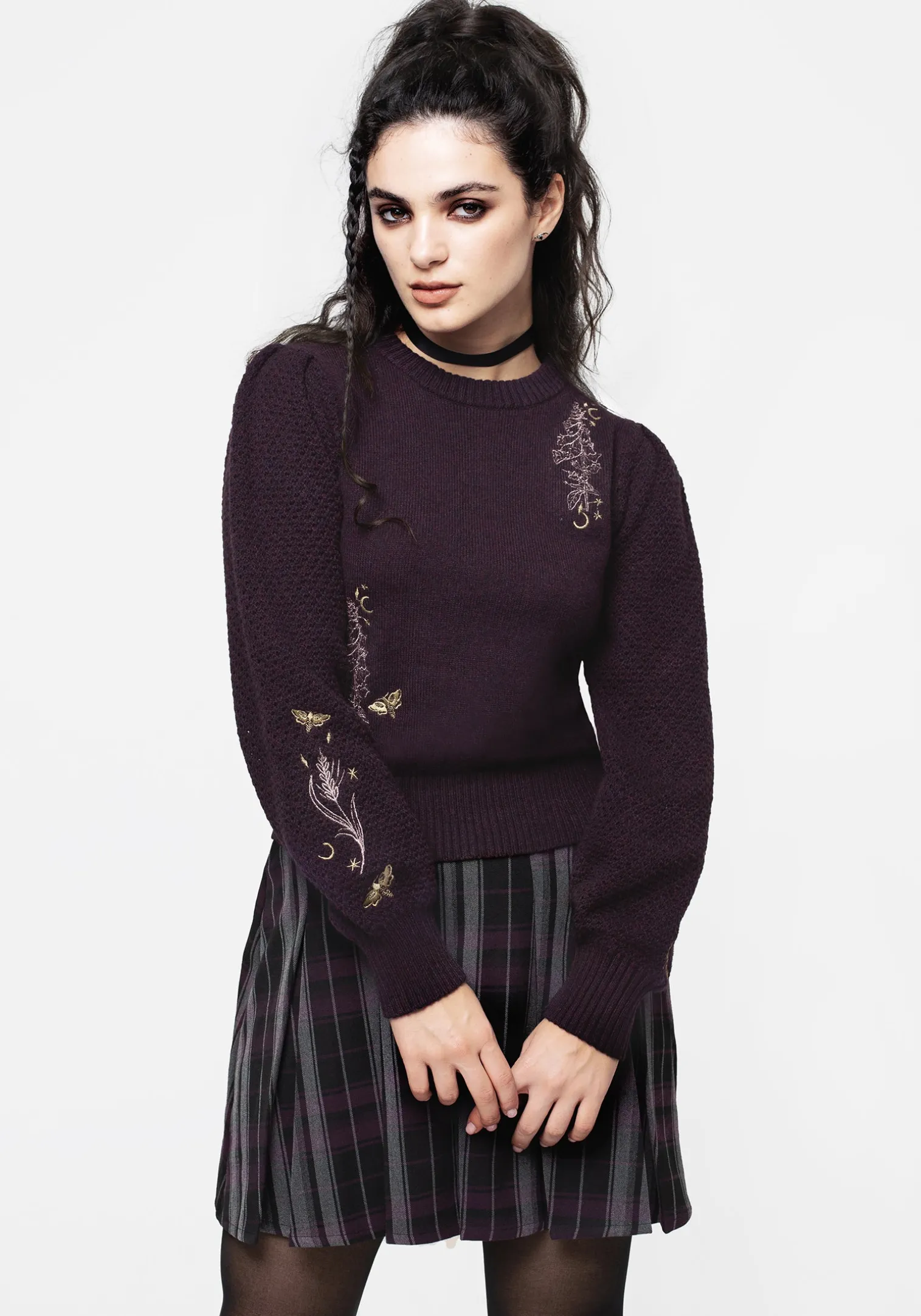 Foxglove Embroidered Knit Sweater