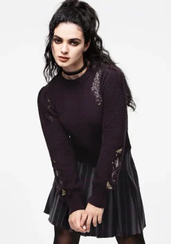 Foxglove Embroidered Knit Sweater