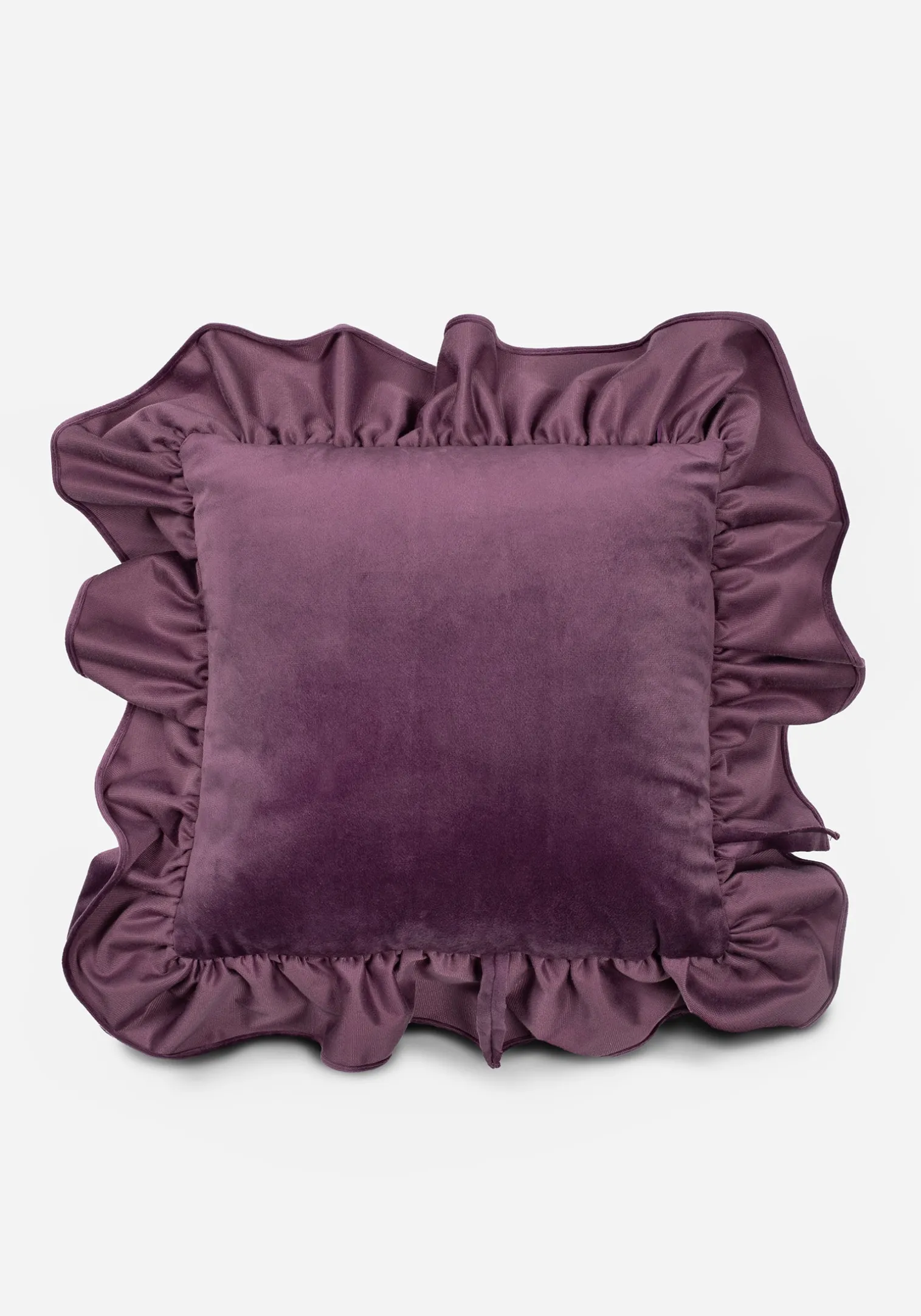 Foxglove Embroidered Velour Ruffle Cushion