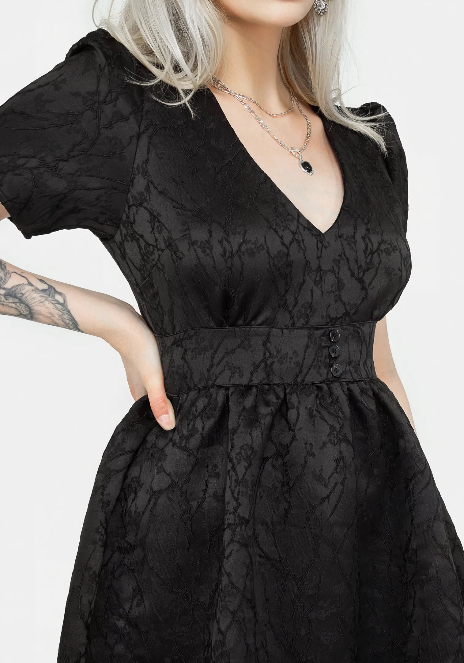 Fracture V-Neck Mini Dress