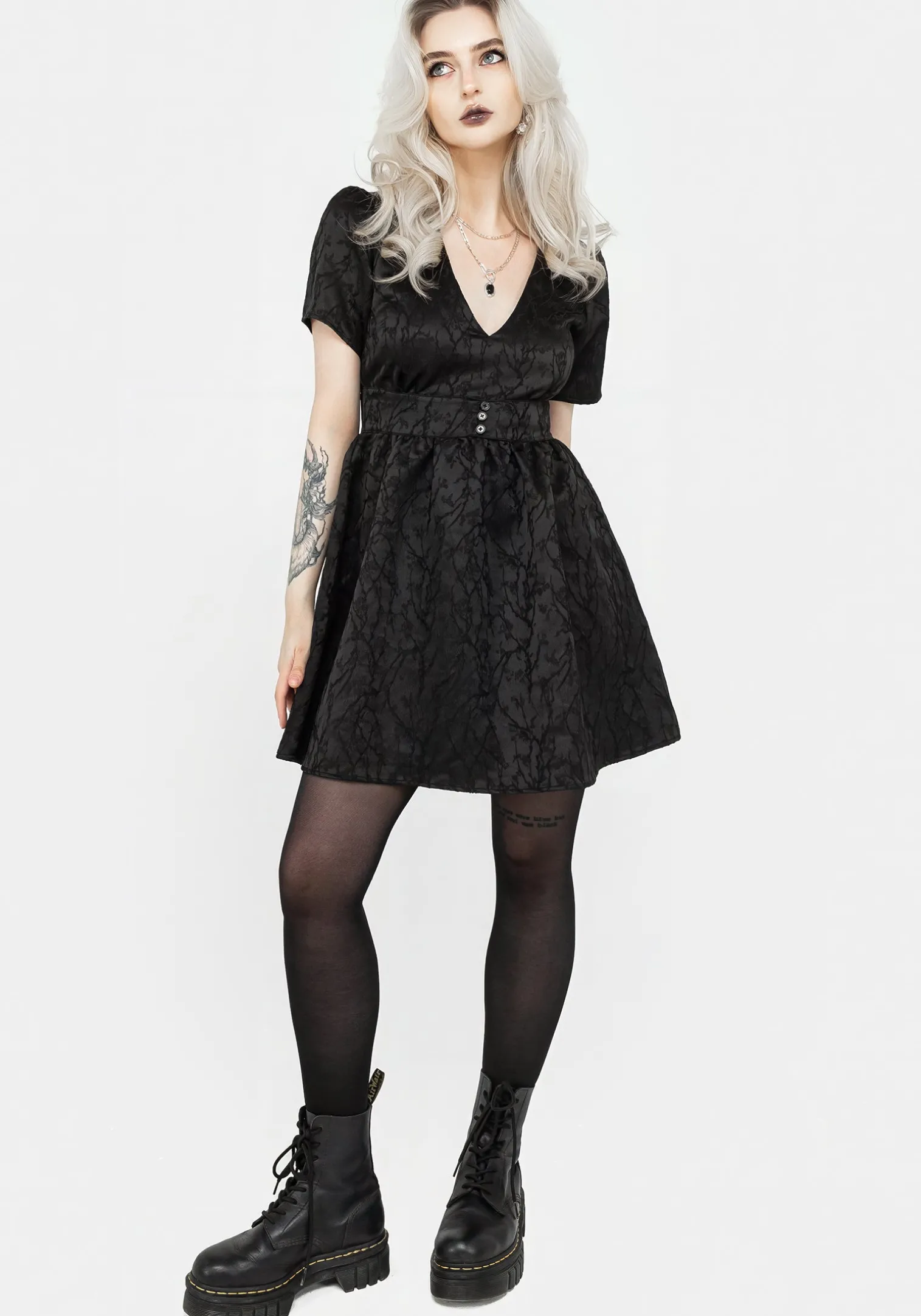 Fracture V-Neck Mini Dress