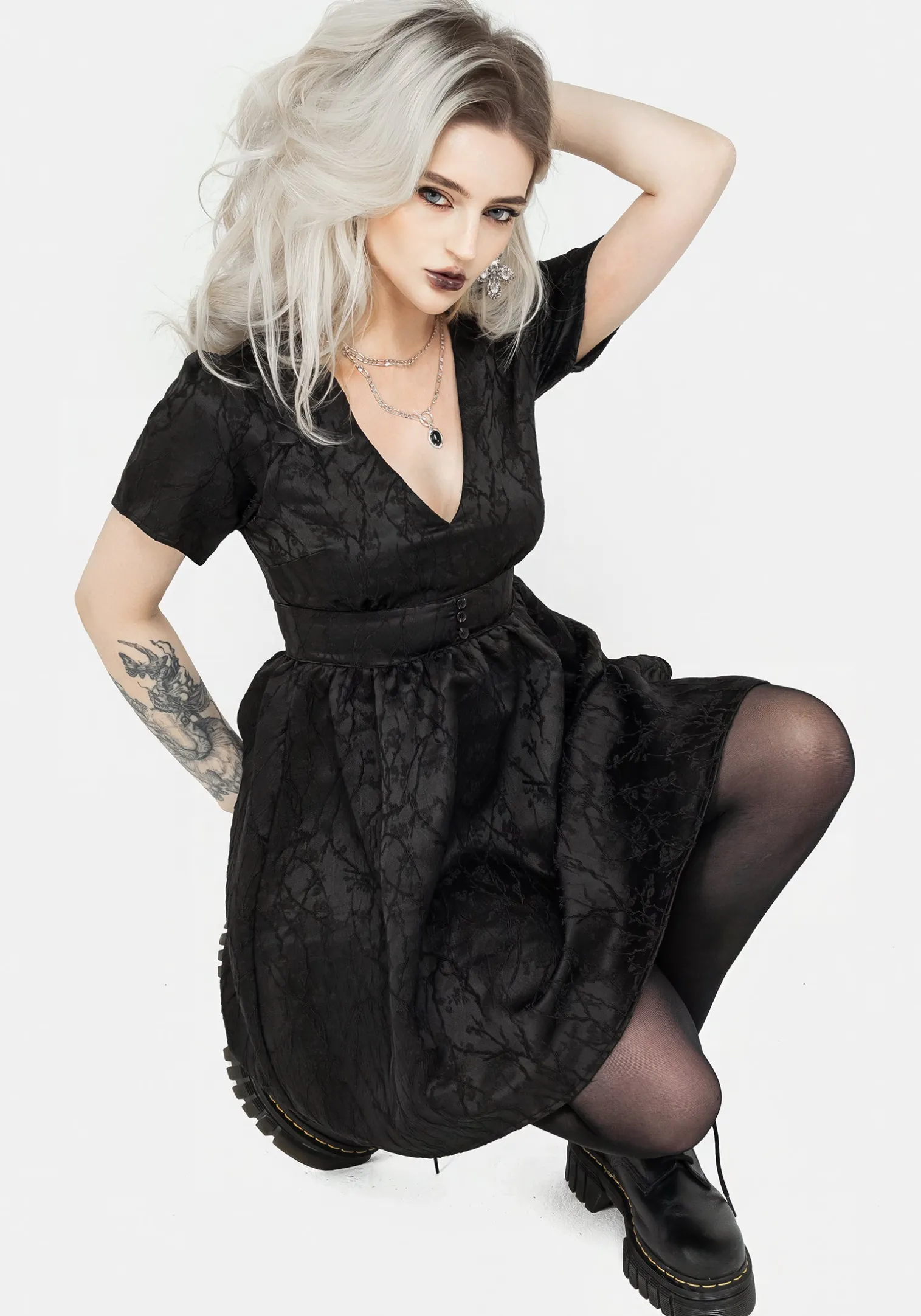 Fracture V-Neck Mini Dress