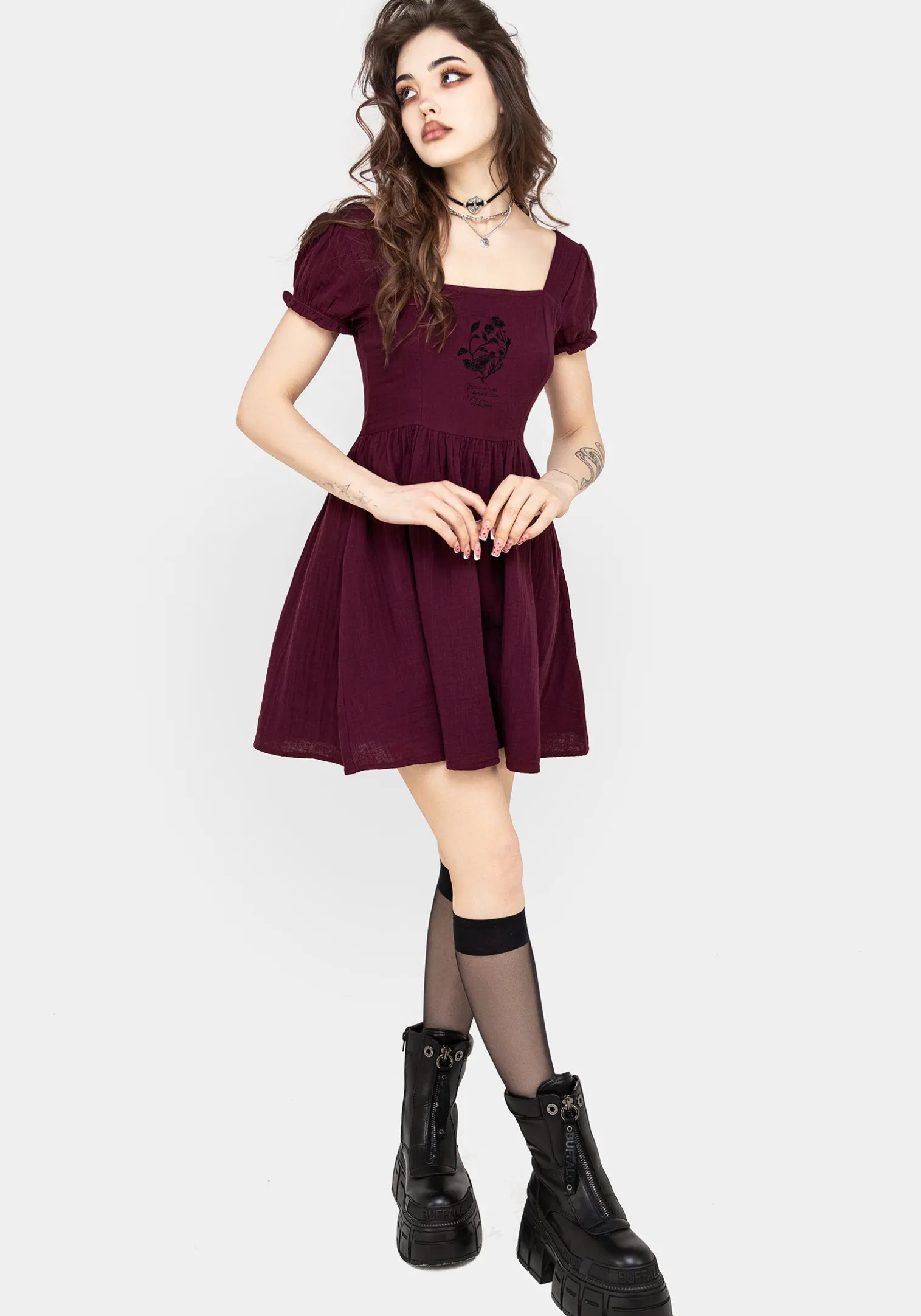 Frances Embroidered Cotton Mini Dress