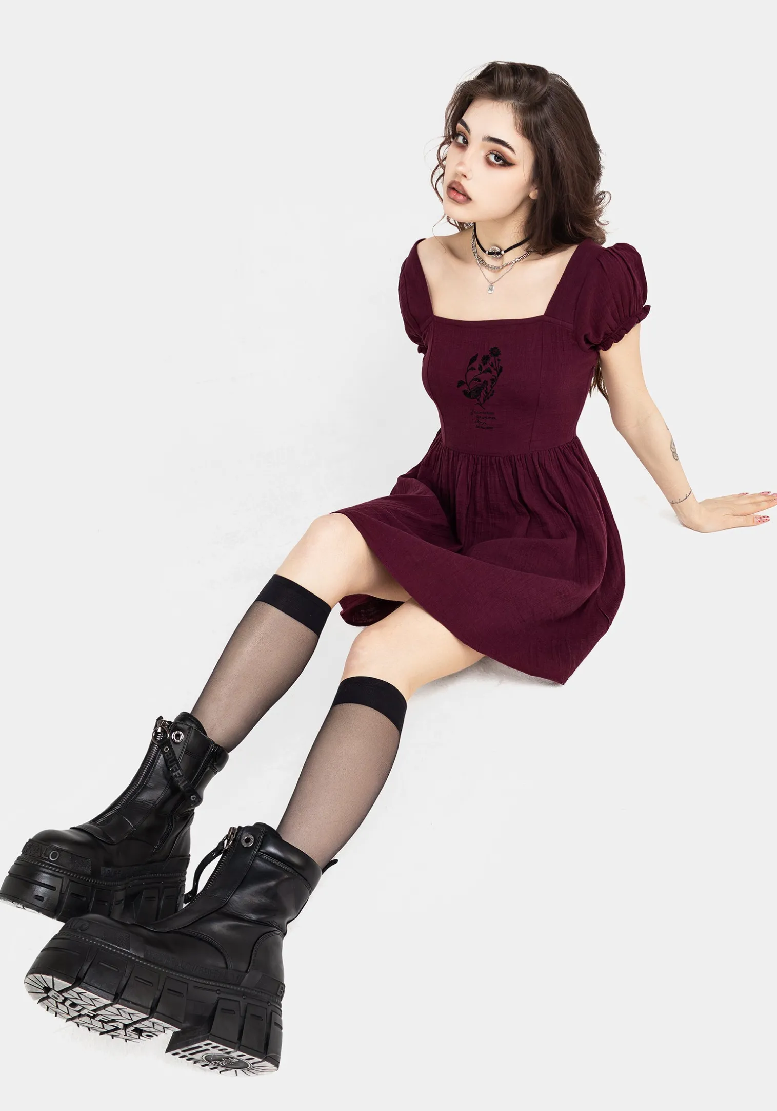 Frances Embroidered Cotton Mini Dress