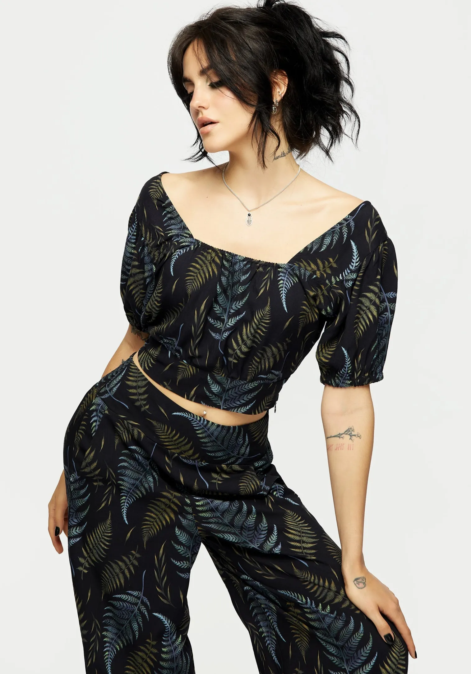 Frond Print Crop Top