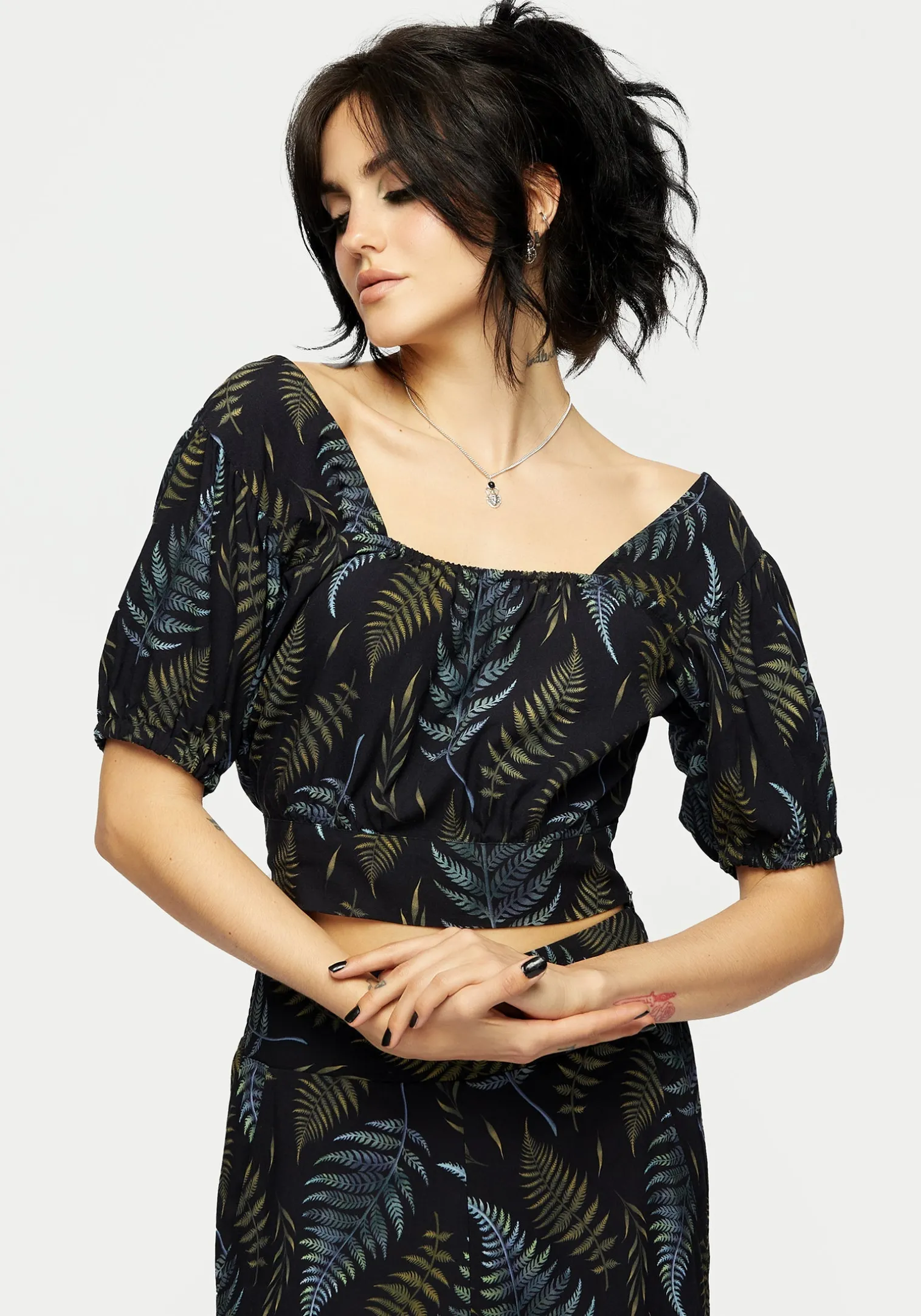 Frond Print Crop Top