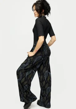 Frond Print Wide Leg Smocked Trouser