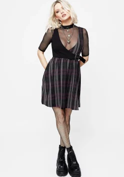 Gambit Check Wrap Suspender Mini Dress