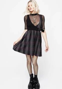 Gambit Check Wrap Suspender Mini Dress