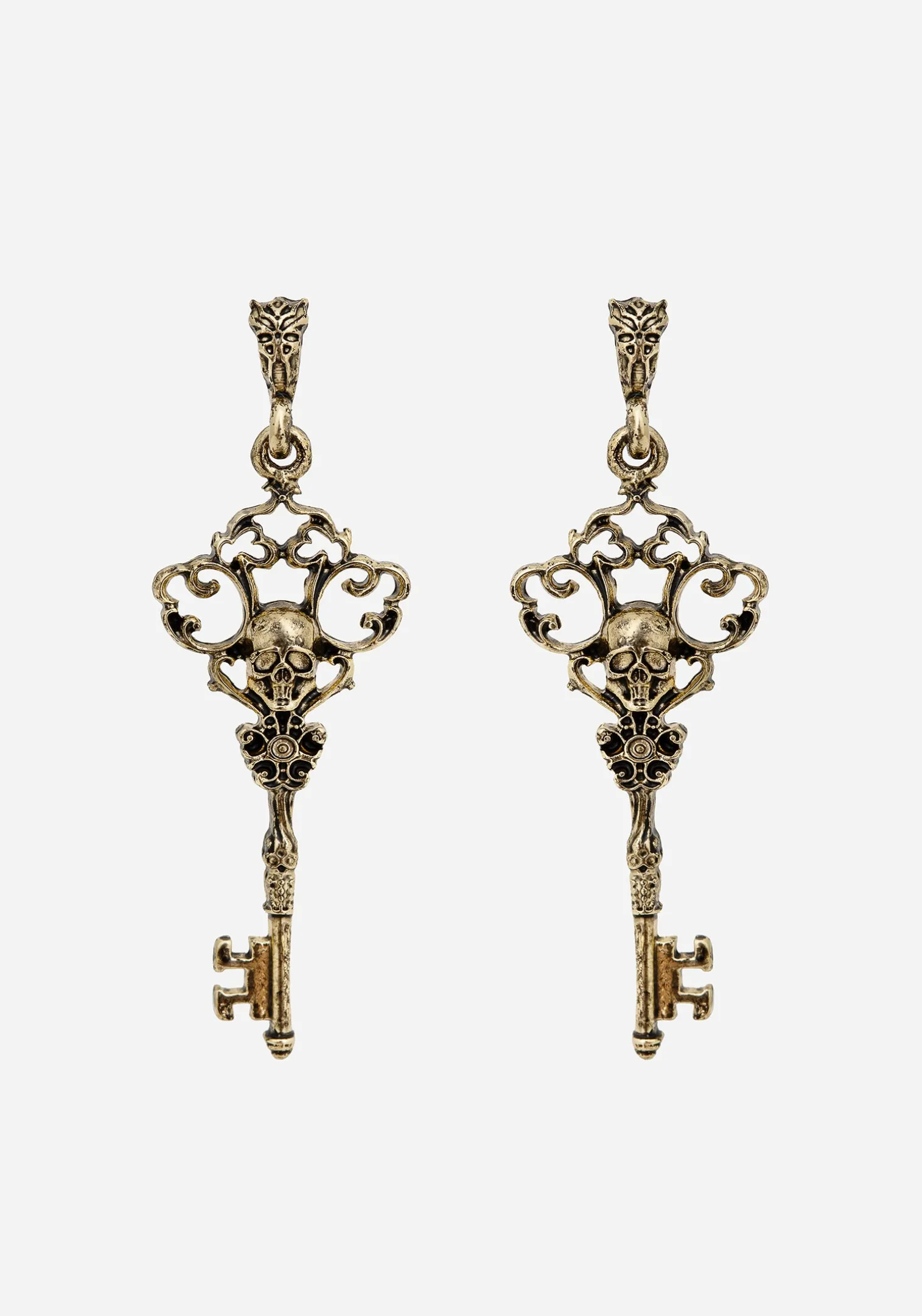 Genesta Skull Key Earrings