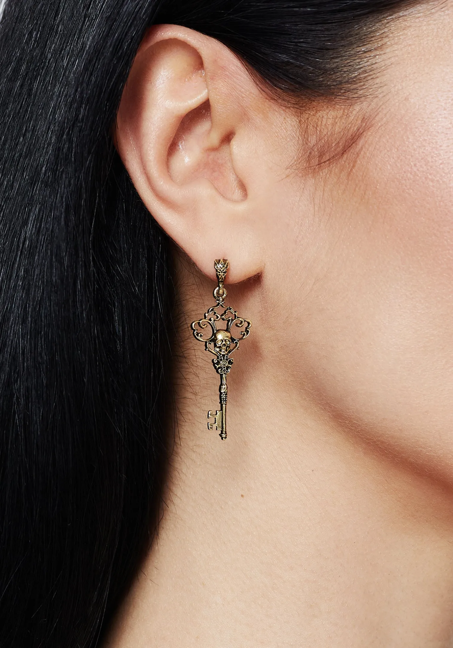 Genesta Skull Key Earrings