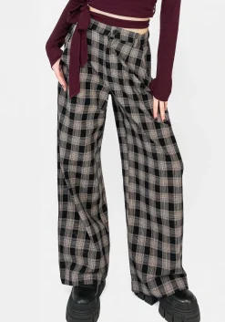 Glenda Wide Leg Check Trousers