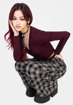 Glenda Wide Leg Check Trousers