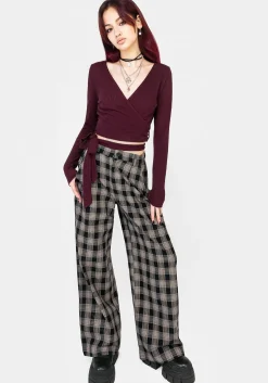 Glenda Wide Leg Check Trousers