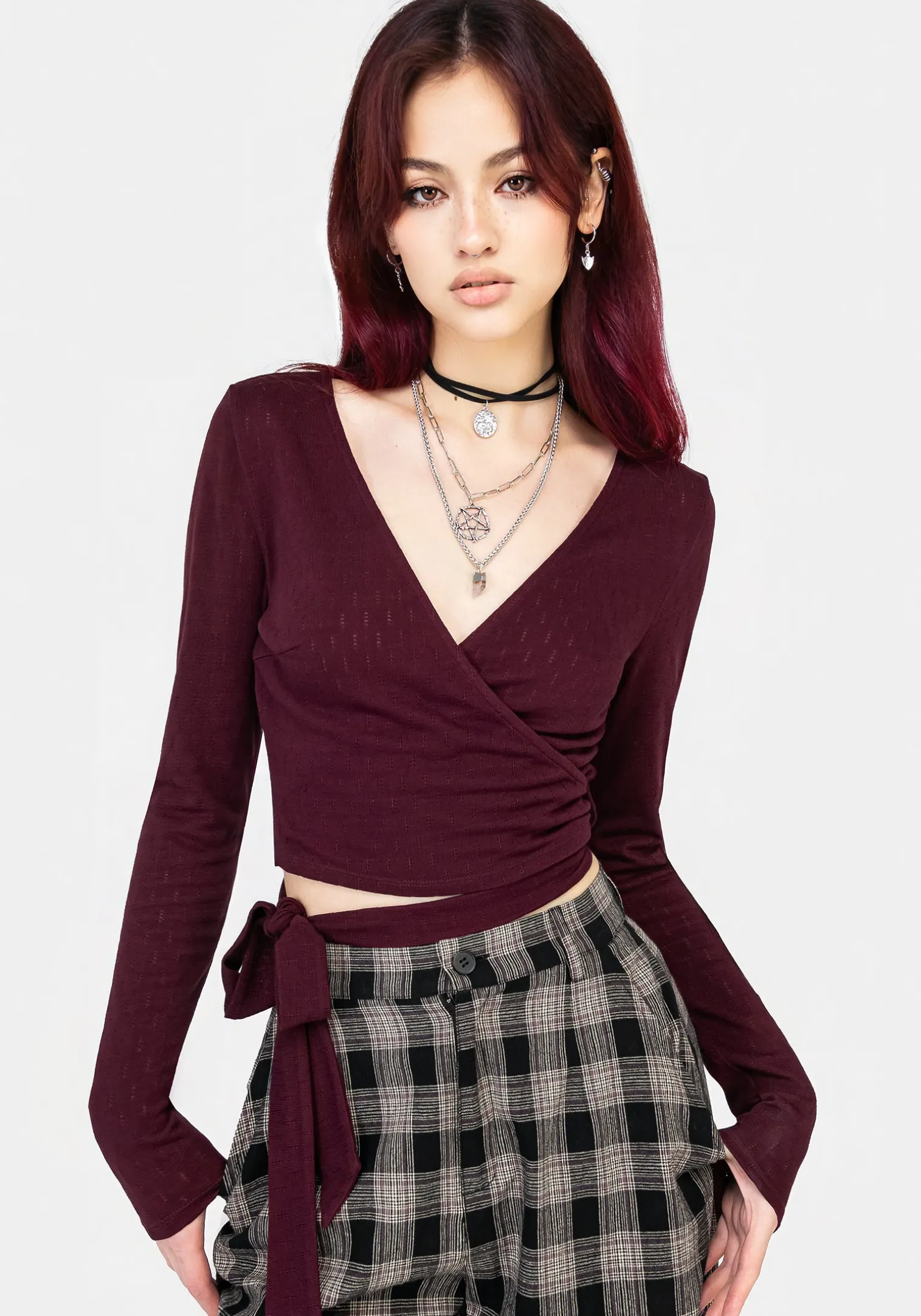 Glenda Wide Leg Check Trousers