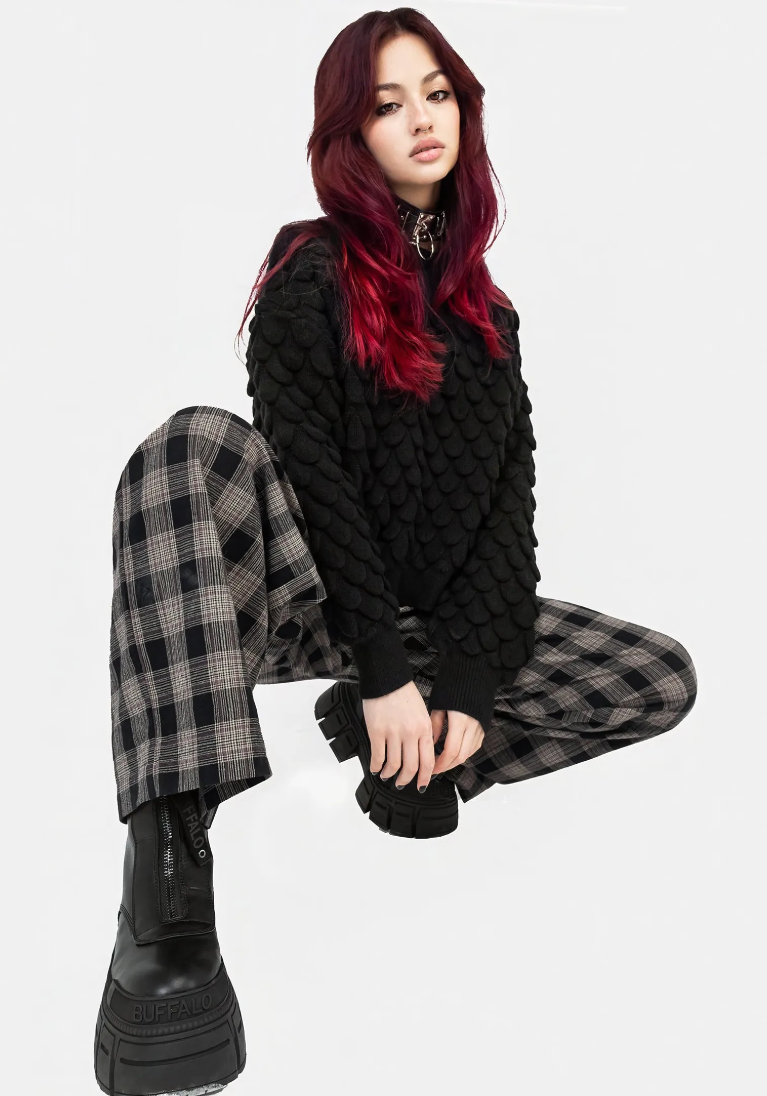 Glenda Wide Leg Check Trousers