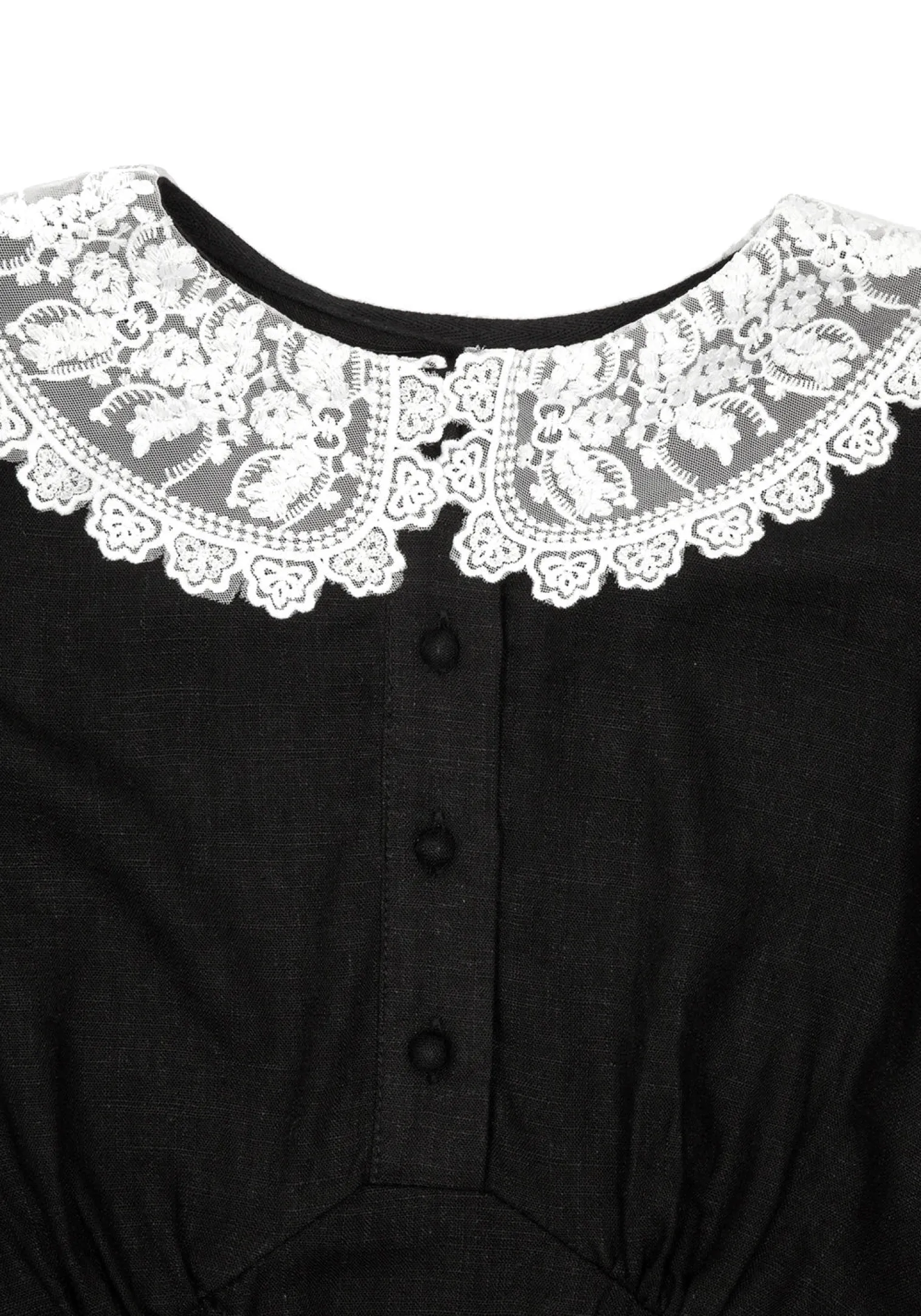 Gloaming Lace Collar Linen Dress