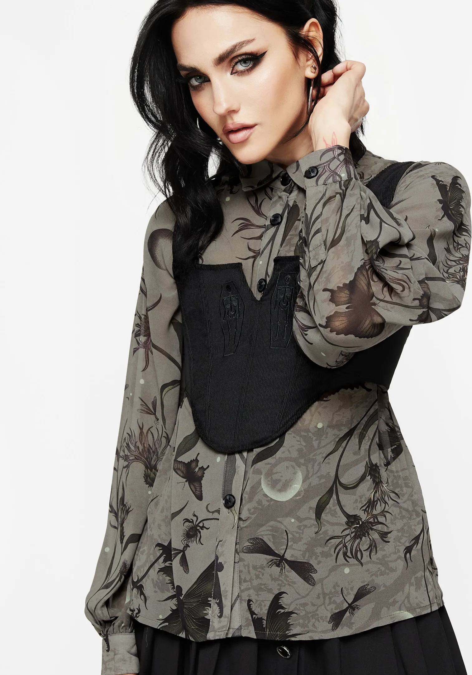 Gloriana Floral Print Chiffon Shirt