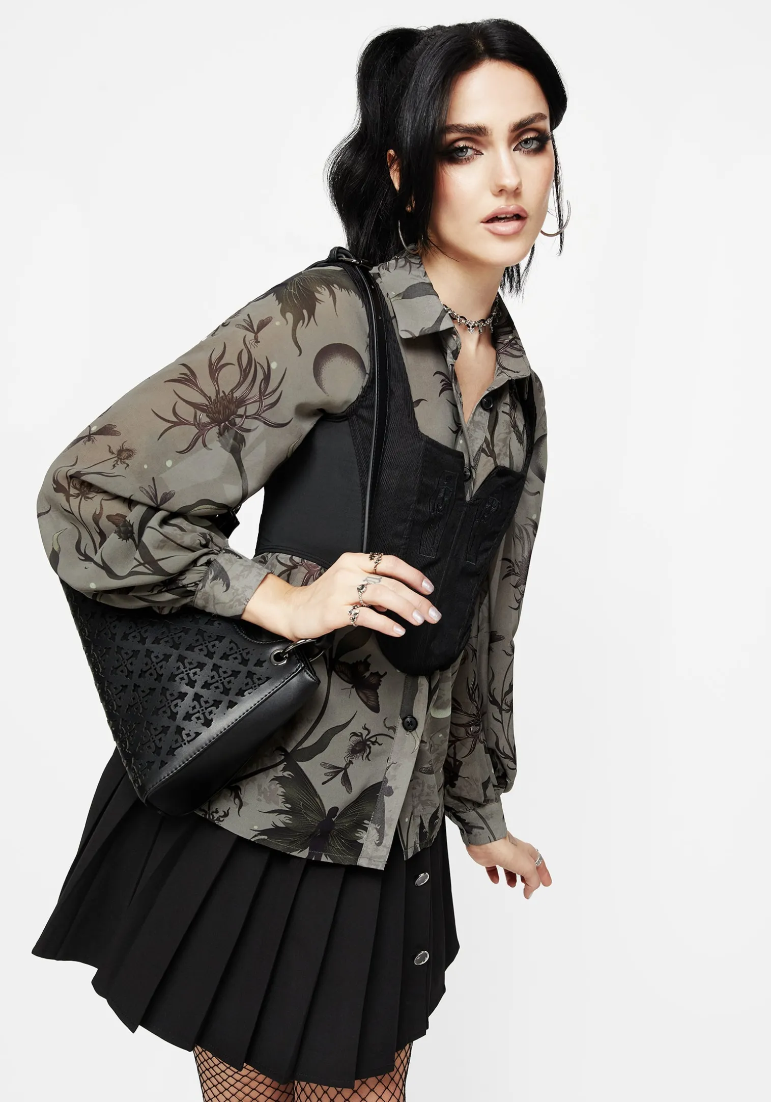 Gloriana Floral Print Chiffon Shirt