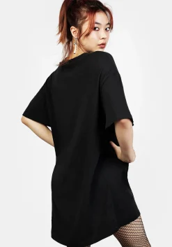 Goblins Black Garment Washed Oversized Tee Dress