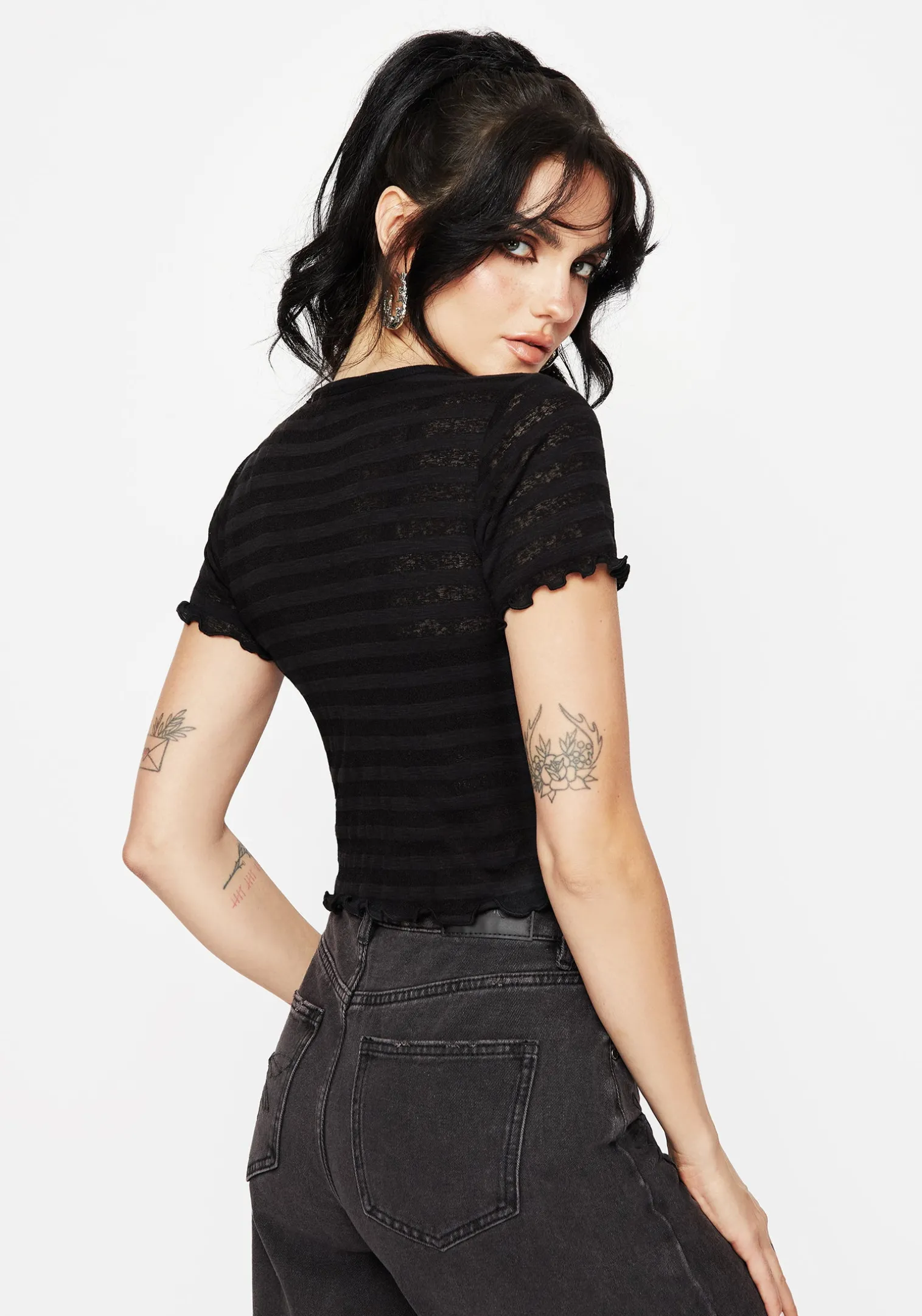 Gomez Lettuce Hem Jersey Crop Tee