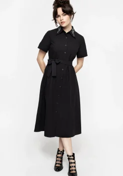 Goodfellow Embroidered Collar Midi Shirt Dress