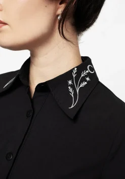 Goodfellow Embroidered Collar Midi Shirt Dress