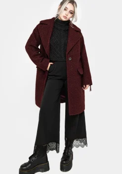 Gorgon Bouclé Oversized Coat - Red
