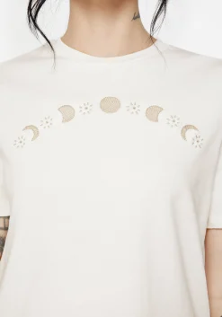 Griffinfly Cotton Embroidered Jersey Cropped T-Shirt