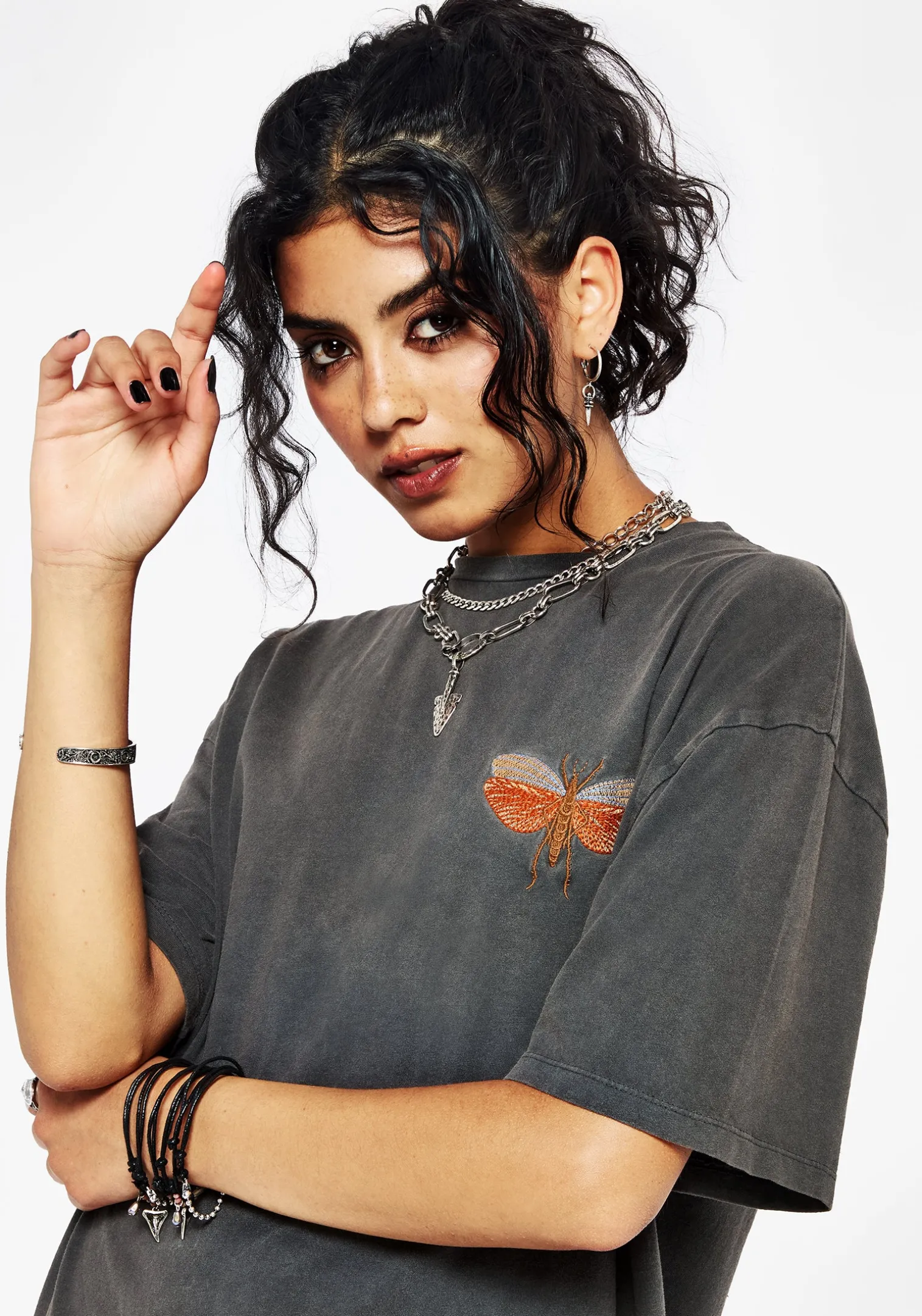 Griffinfly Cotton Embroidered Jersey Mini Tee Dress