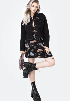 Griffinfly Embroidered Distressed Denim Jacket