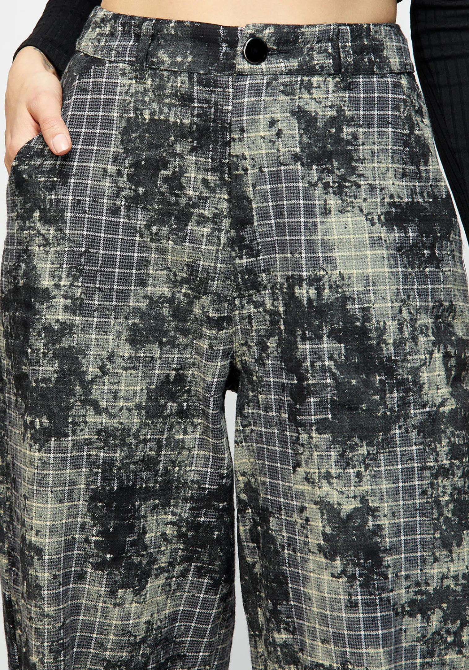 Grime Check Wide Leg Trousers