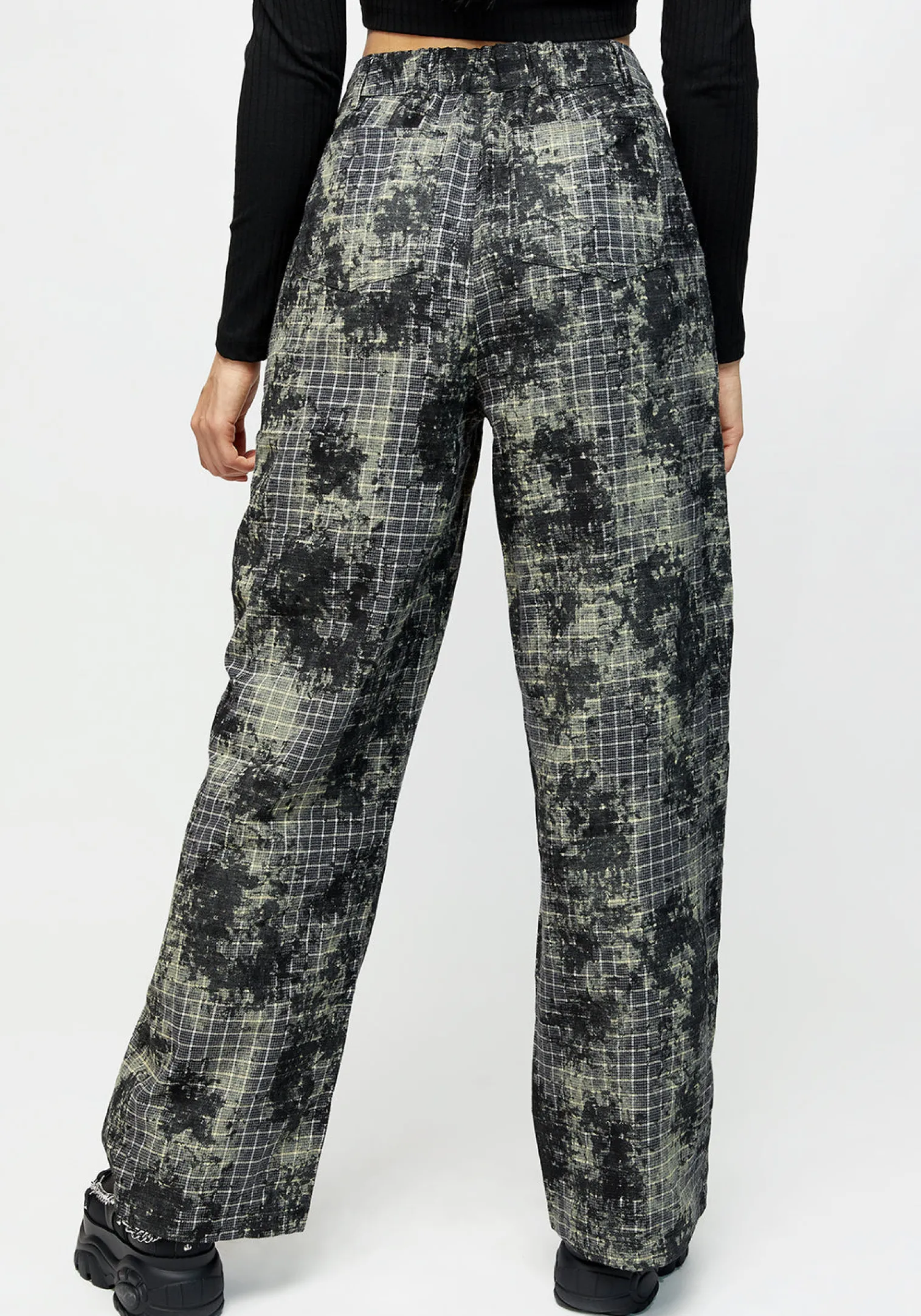 Grime Check Wide Leg Trousers