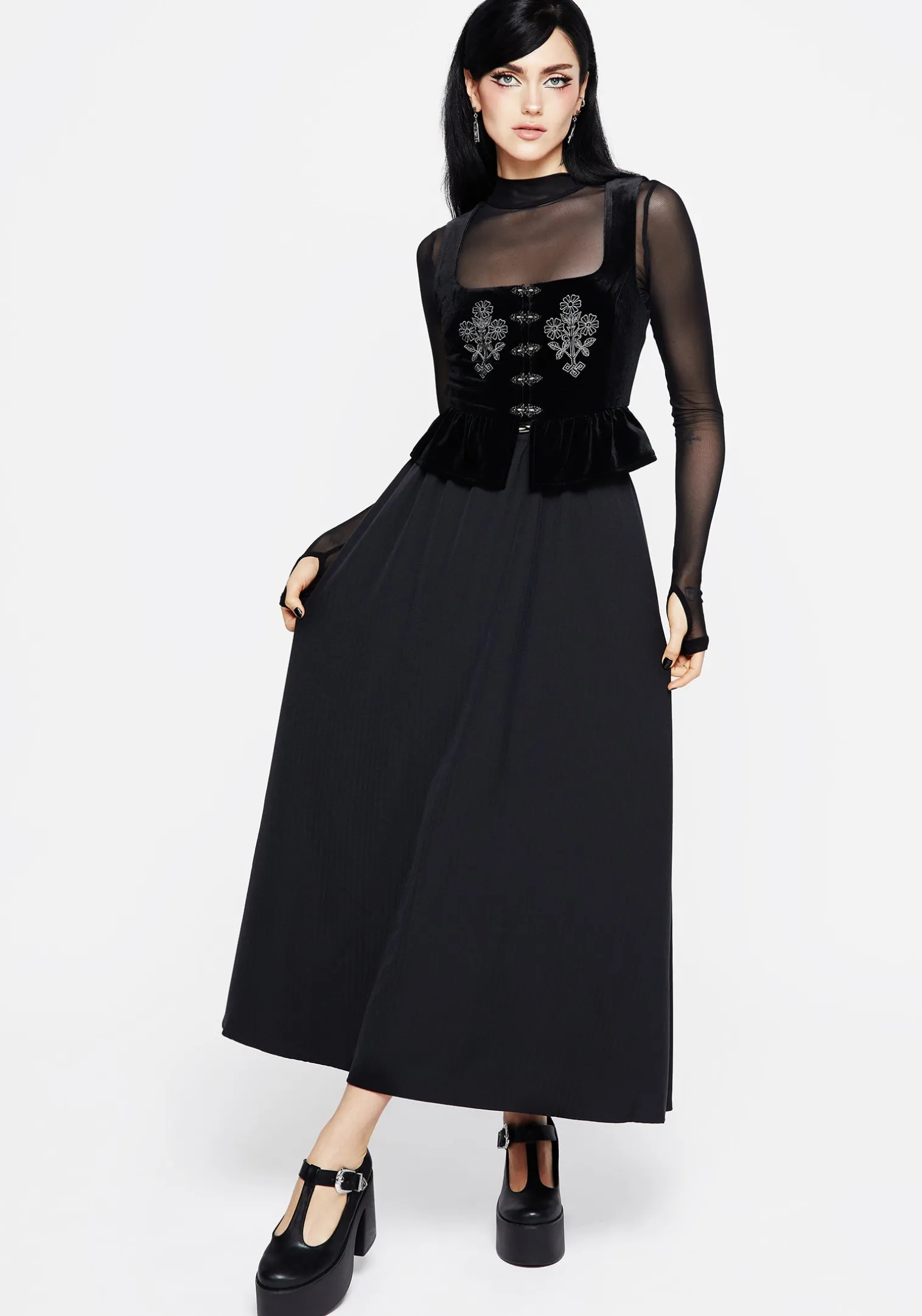 Haunted Midaxi Herringbone Skirt