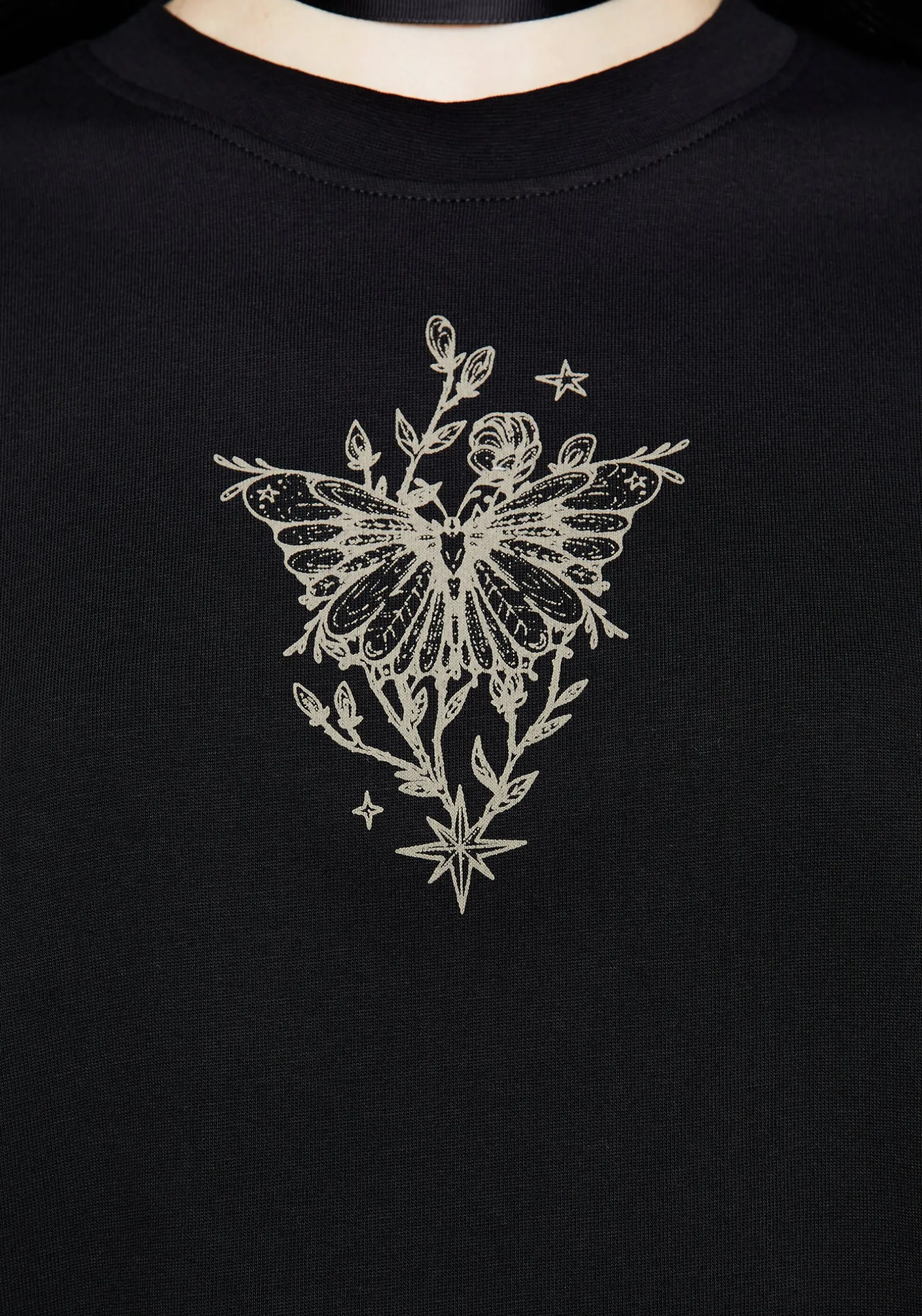 Hawkmoth Graphic Print Boxy Crop Tee