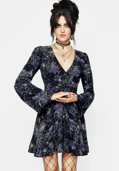 Hawthorn Flute Sleeve Lace Up Mini Dress
