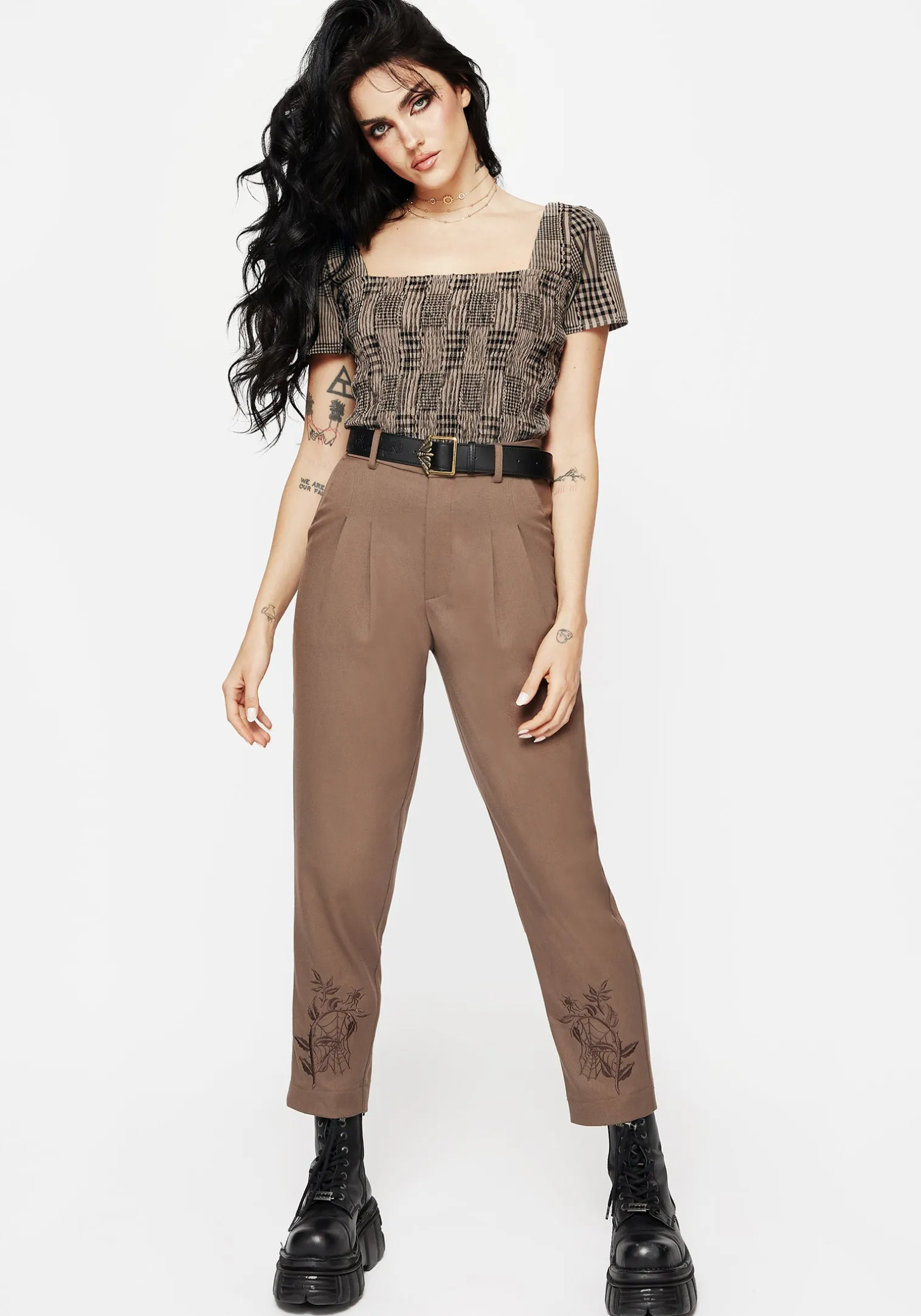 Hazel Embroidered Slim Tailored Trousers